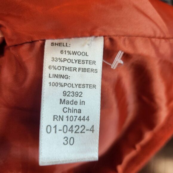 Jessica London Womens Wool Bland Coat Size 30 Orange Hooded Office Academia Fall - Picture 9 of 10